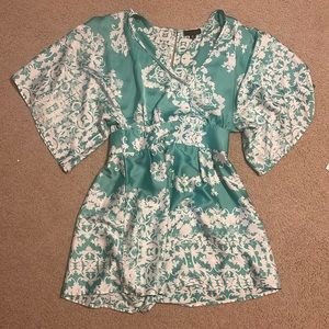 Turquoise silk romper